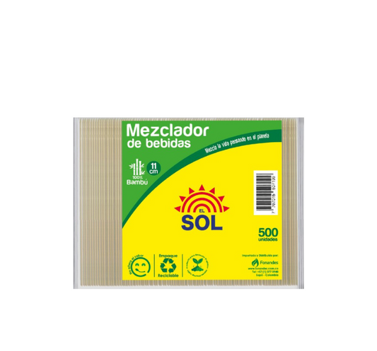 Mezclador Madera Redondo Sol x 11Cm Emp Indiv x 500Un